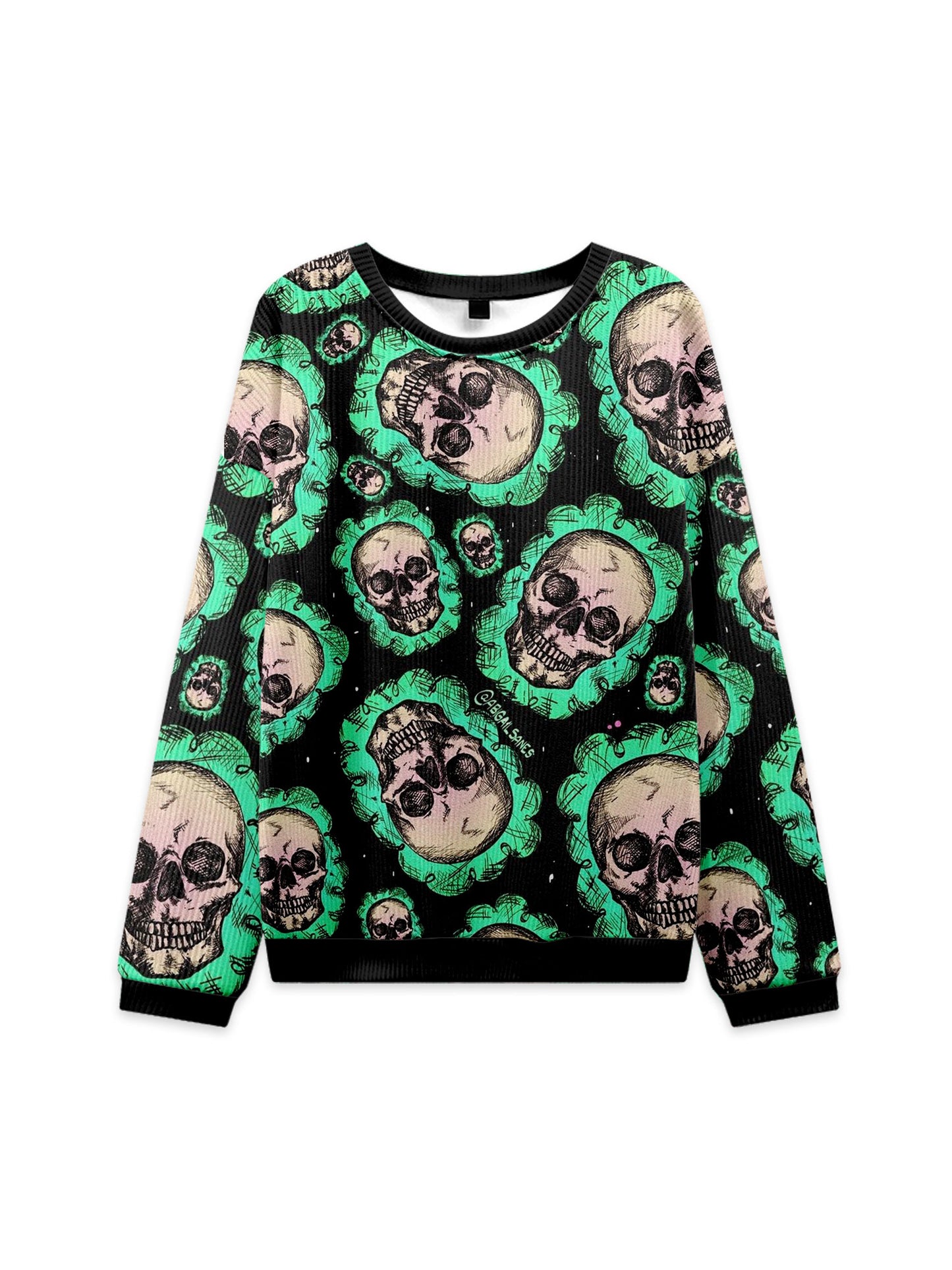 EERIE SKULL PATTERN KNIT SWEATSHIRT