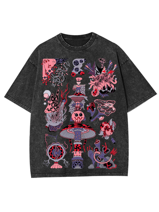 PSYCHEDELIC MUSHROOMS WASHED TSHIRT