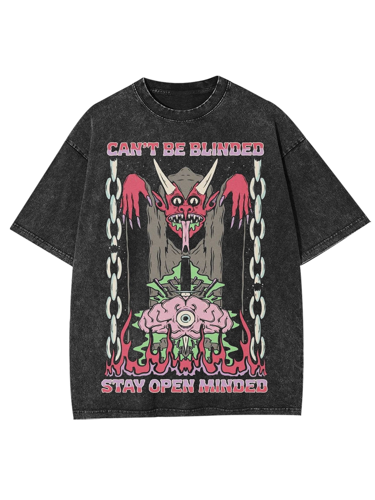 CAN'T BE BLINDED STAY OPEN MINDED WASHED TSHIRT