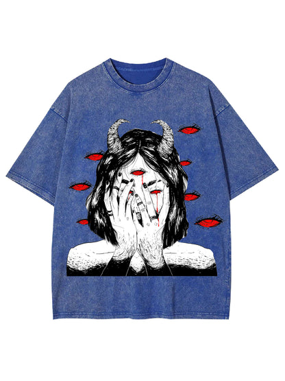 THE DEMONIC EYES WASHED TSHIRT