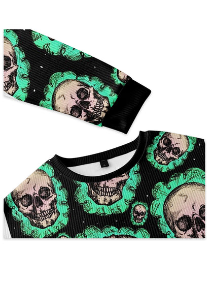 EERIE SKULL PATTERN KNIT SWEATSHIRT