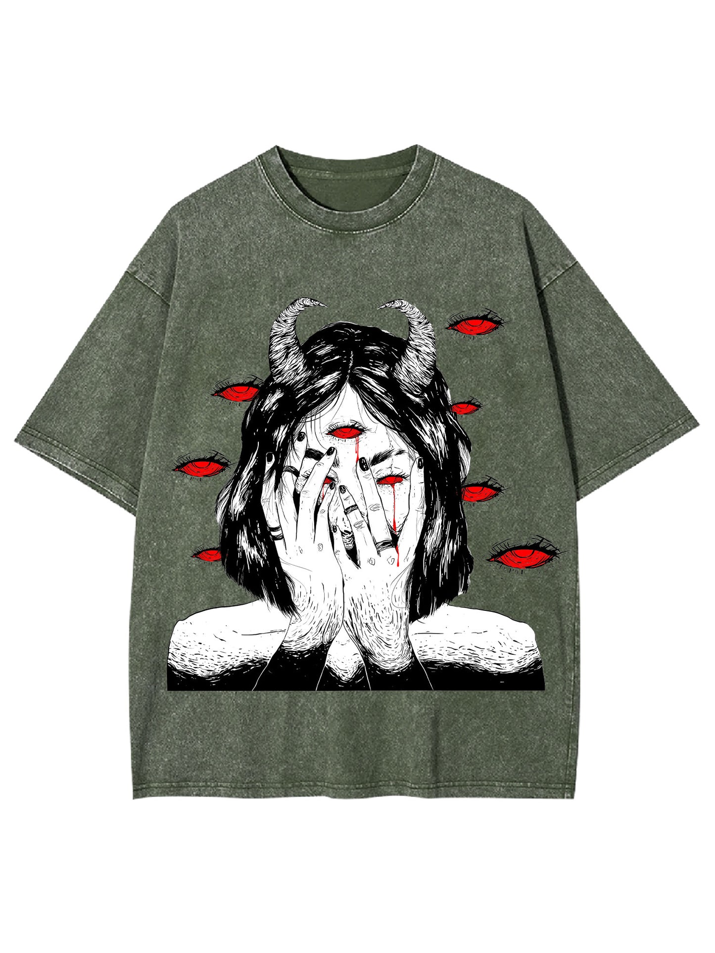 THE DEMONIC EYES WASHED TSHIRT