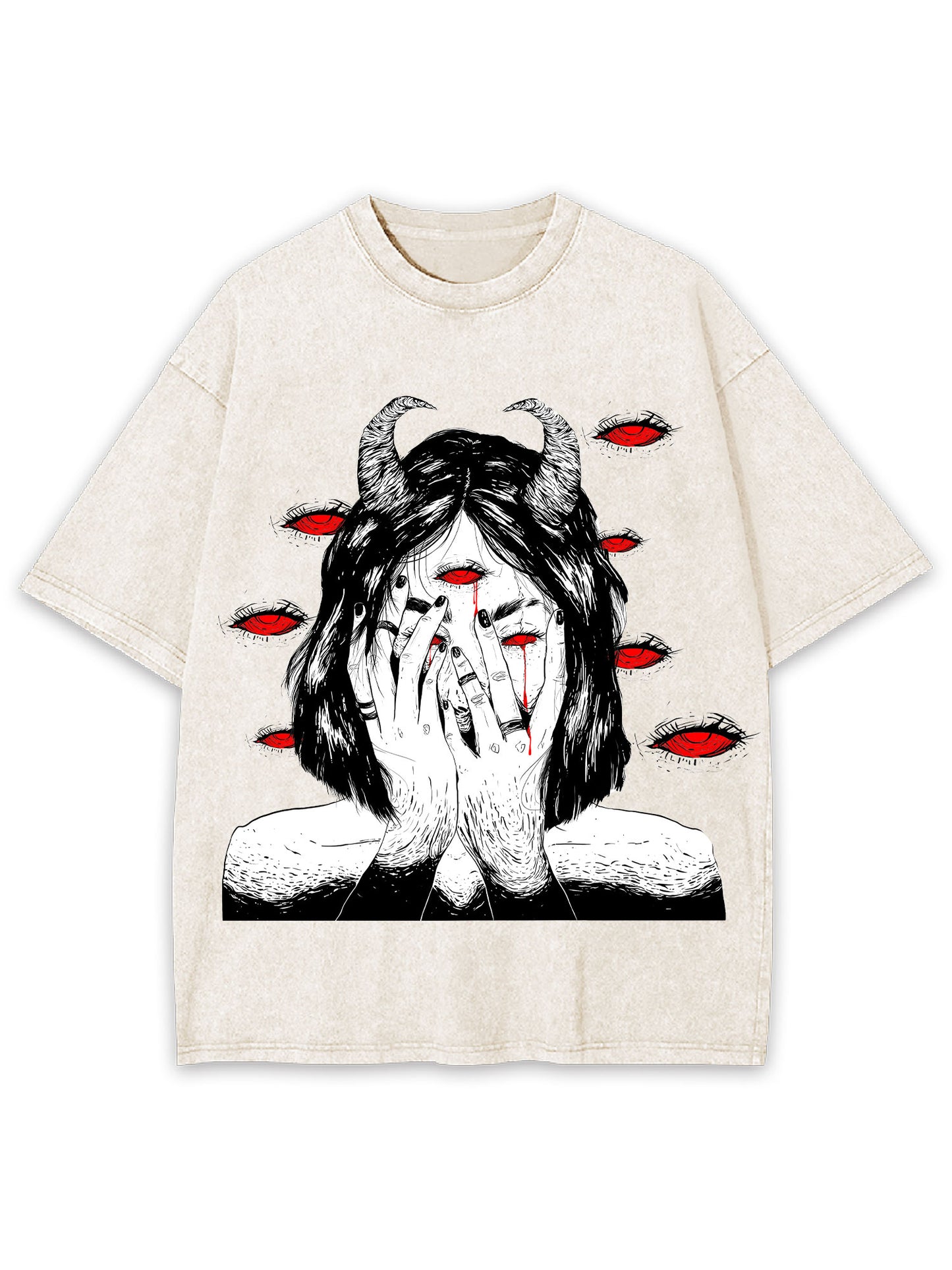 THE DEMONIC EYES WASHED TSHIRT