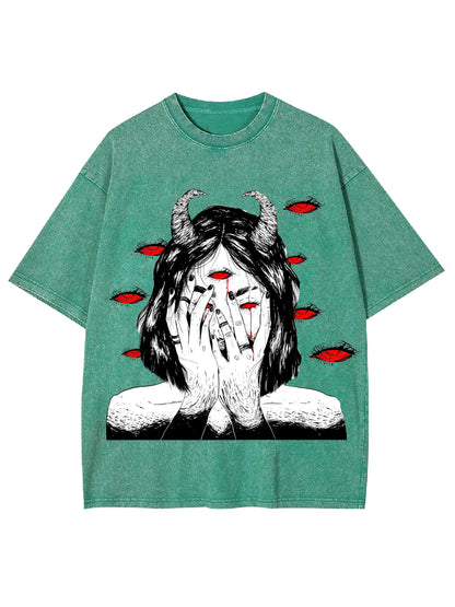 THE DEMONIC EYES WASHED TSHIRT