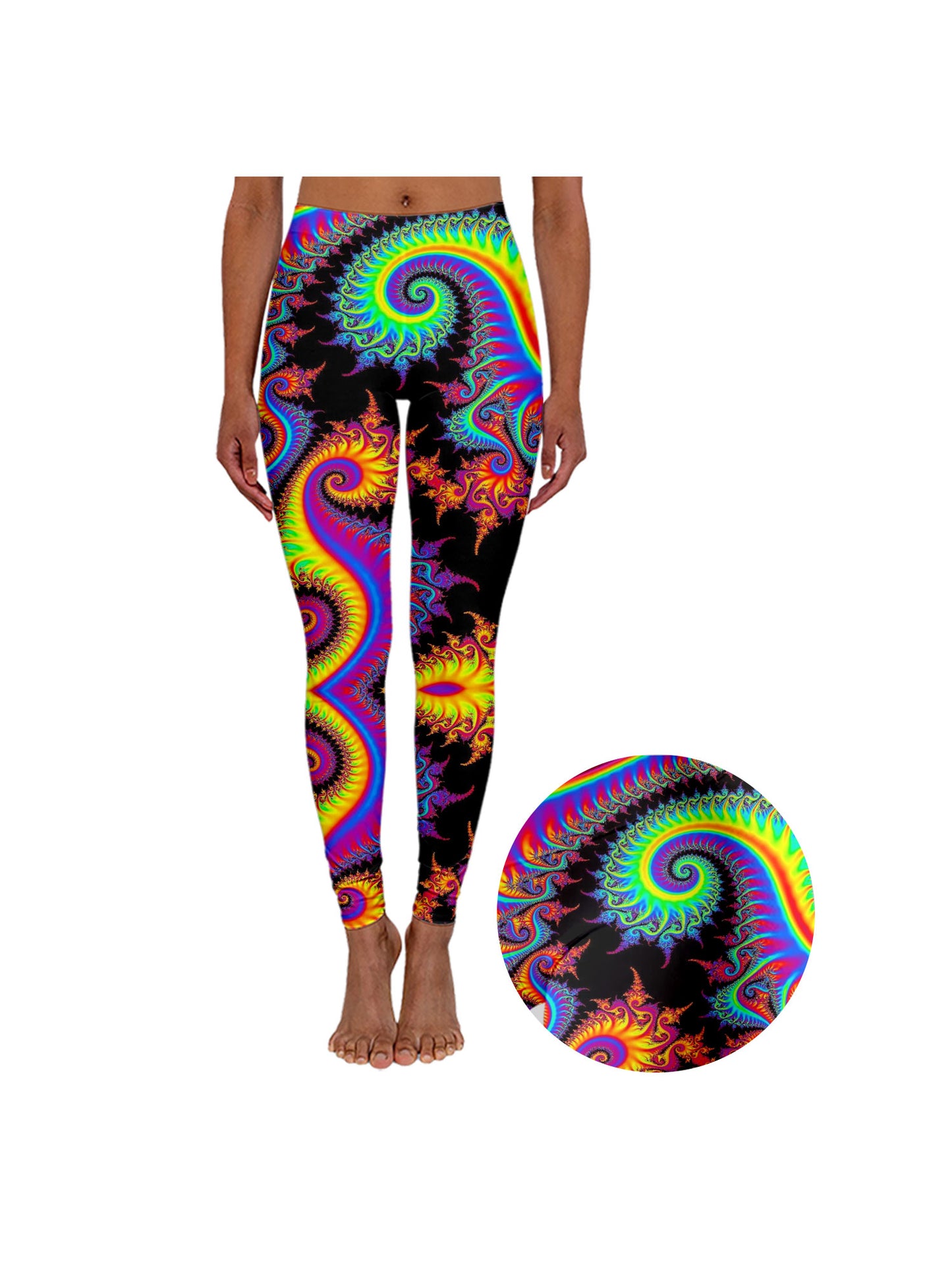 NEON FRACTAL SWIRL LEGGINGS