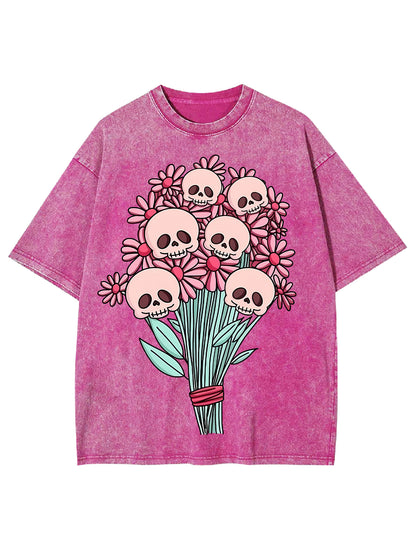 SKULL AND FLOWER WASHED TSHIRT