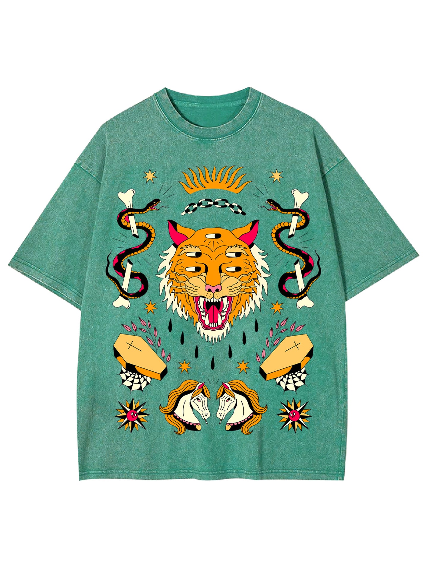 TIGER OF 5 EYES WASHED TSHIRT