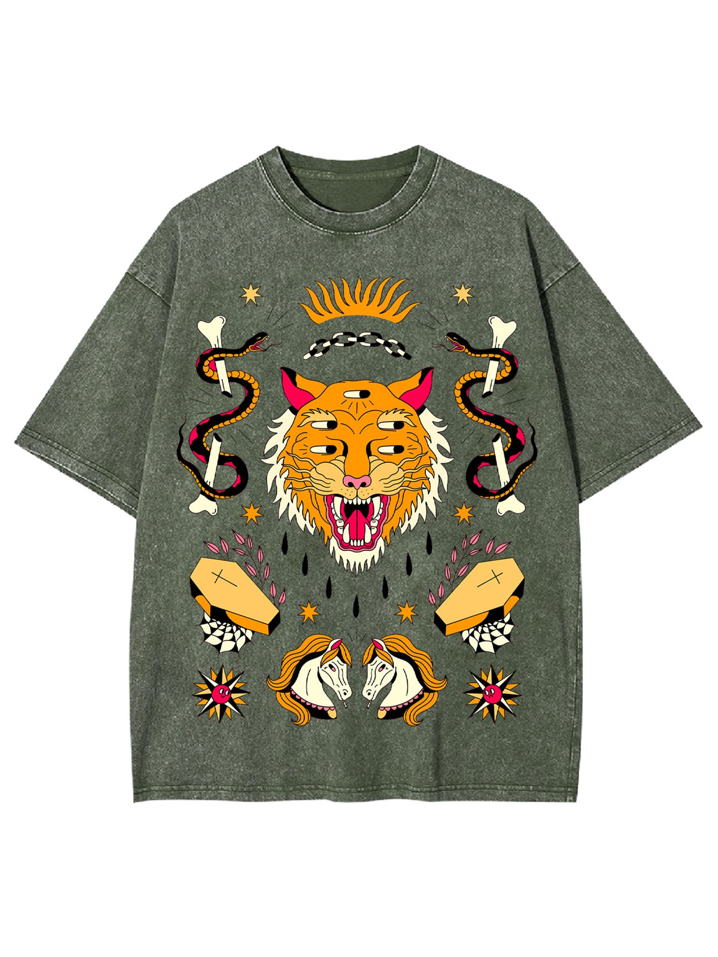 TIGER OF 5 EYES WASHED TSHIRT