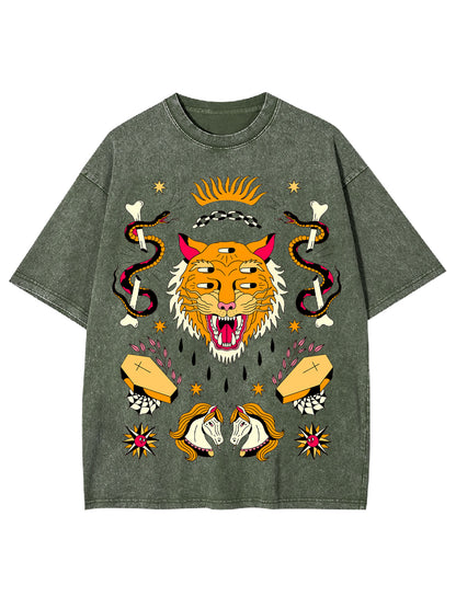 TIGER OF 5 EYES WASHED TSHIRT