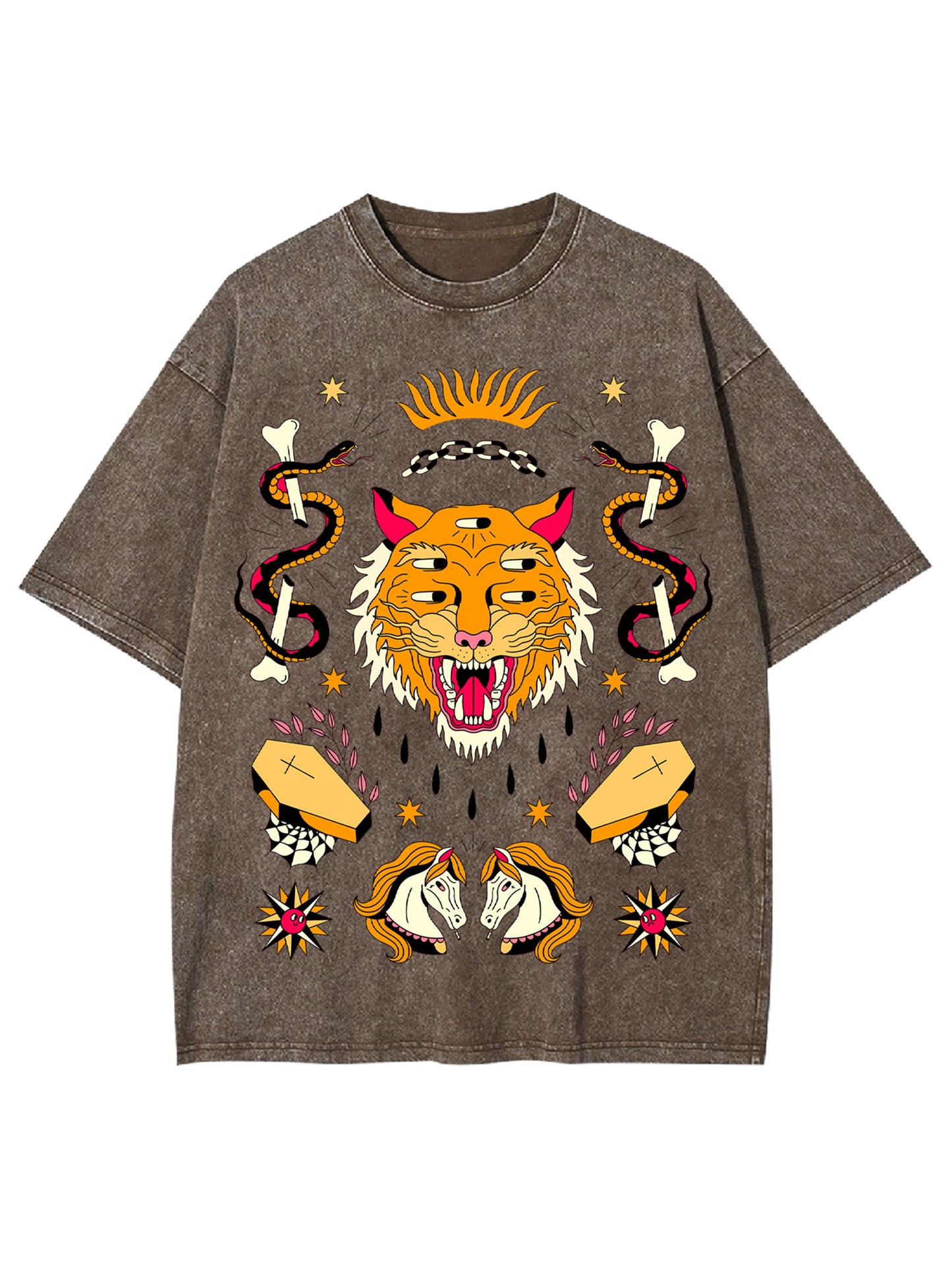 TIGER OF 5 EYES WASHED TSHIRT