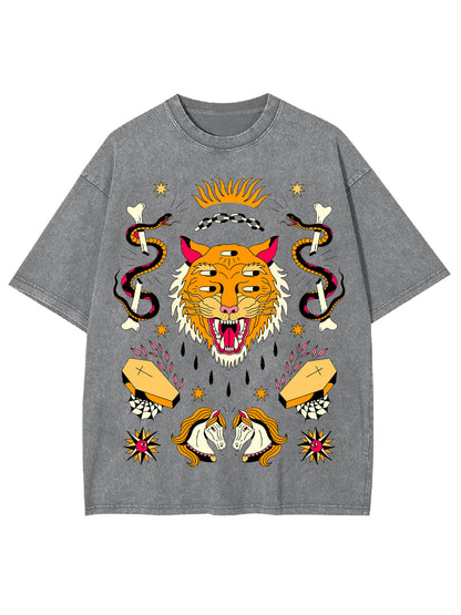 TIGER OF 5 EYES WASHED TSHIRT