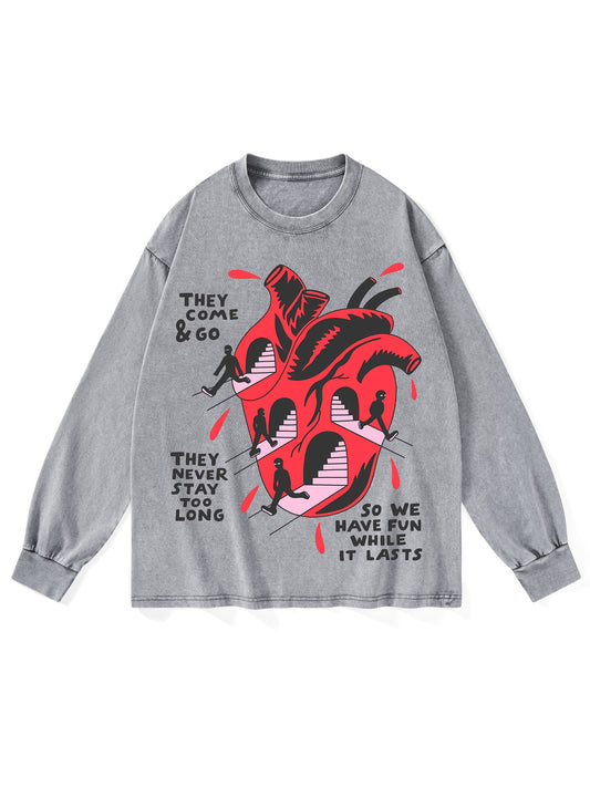 THEY COME AND GO WASHED LONG-SLEEVE TSHIRT