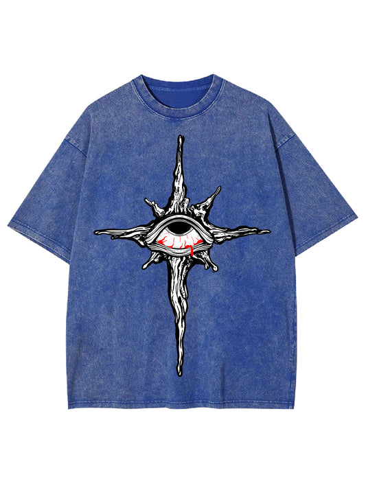 THE CROSS OF BLEEDING EYE WASHED TSHIRT