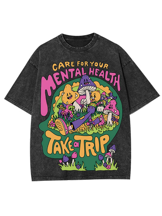 CARE FOR YOUR MENTAL HEALTH WASHED TSHIRT