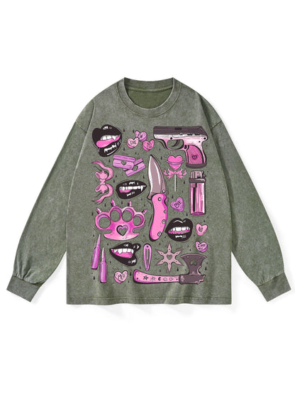 LOVELY BUT DEADLY WASHED LONG-SLEEVE TSHIRT