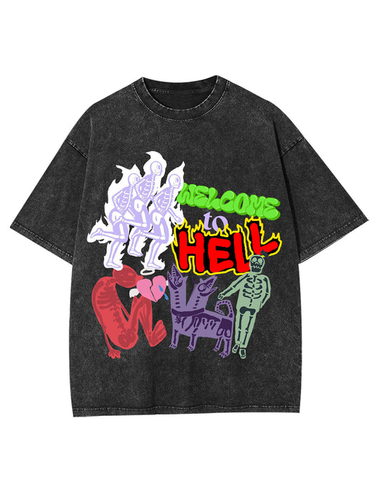 WELCOME TO HELL WASHED TSHIRT