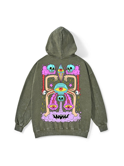 DEATH AND DERANGED WASHED HOODIE