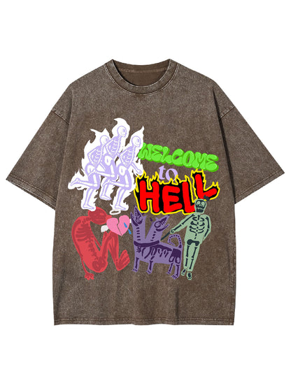 WELCOME TO HELL WASHED TSHIRT