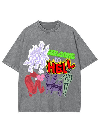 WELCOME TO HELL WASHED TSHIRT