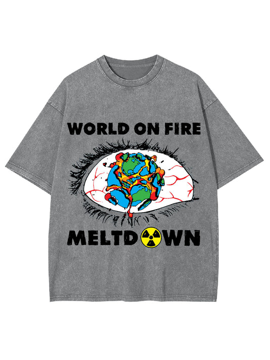 WORLD ON FIRE WASHED TSHIRT