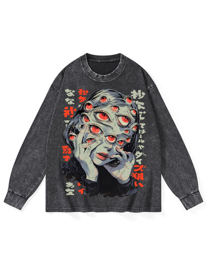 THOUSAND EYES GAZE WASHED LONG-SLEEVE TSHIRT