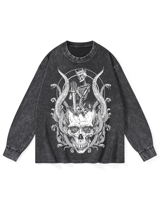 SKELETON KING  WASHED LONG-SLEEVE TSHIRT