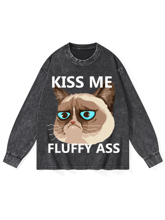 KISS ME FLUFFY ASS WASHED LONG-SLEEVE TSHIRT