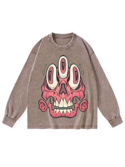 3 EYES SKELL WASHED LONG-SLEEVE TSHIRT