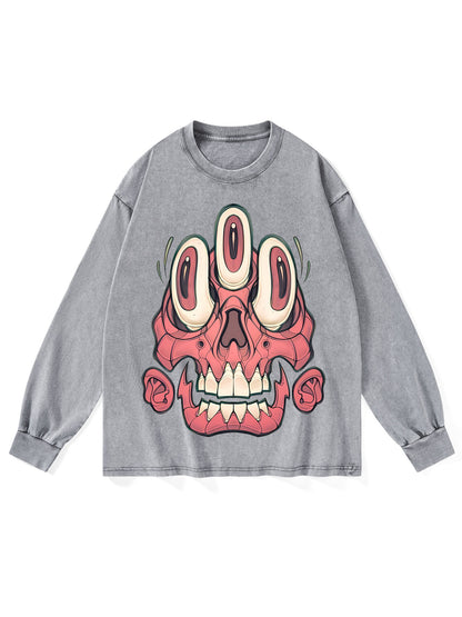 3 EYES SKELL WASHED LONG-SLEEVE TSHIRT