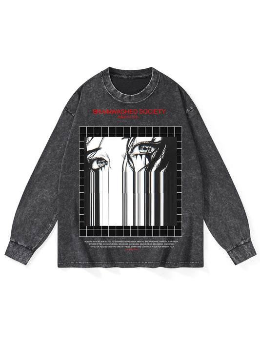 BRAINWASHED SOCIETY WASHED LONG-SLEEVE TSHIRT