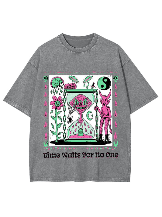 TIME WAITS FOR NO ONE WASHED TSHIRT