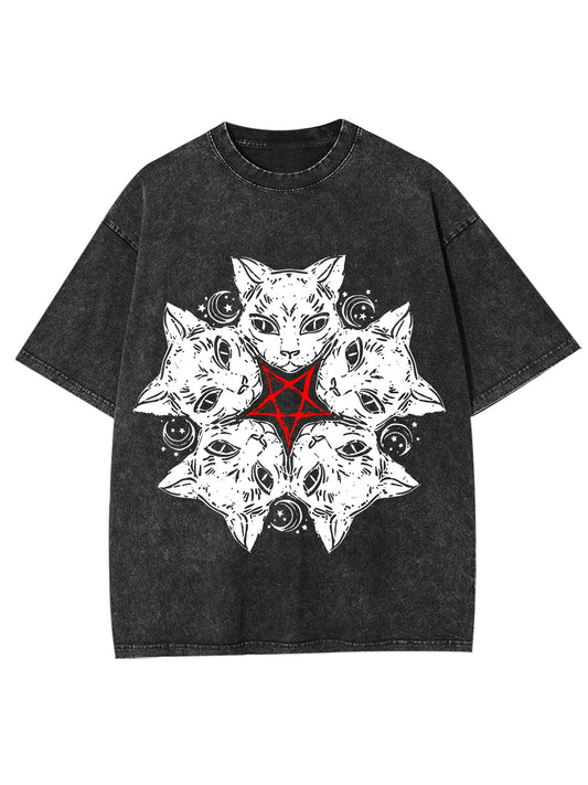 CAT PENTAGRAN WASHED TSHIRT