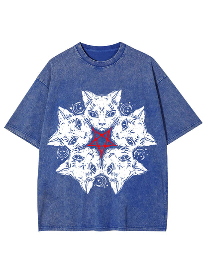 CAT PENTAGRAN WASHED TSHIRT