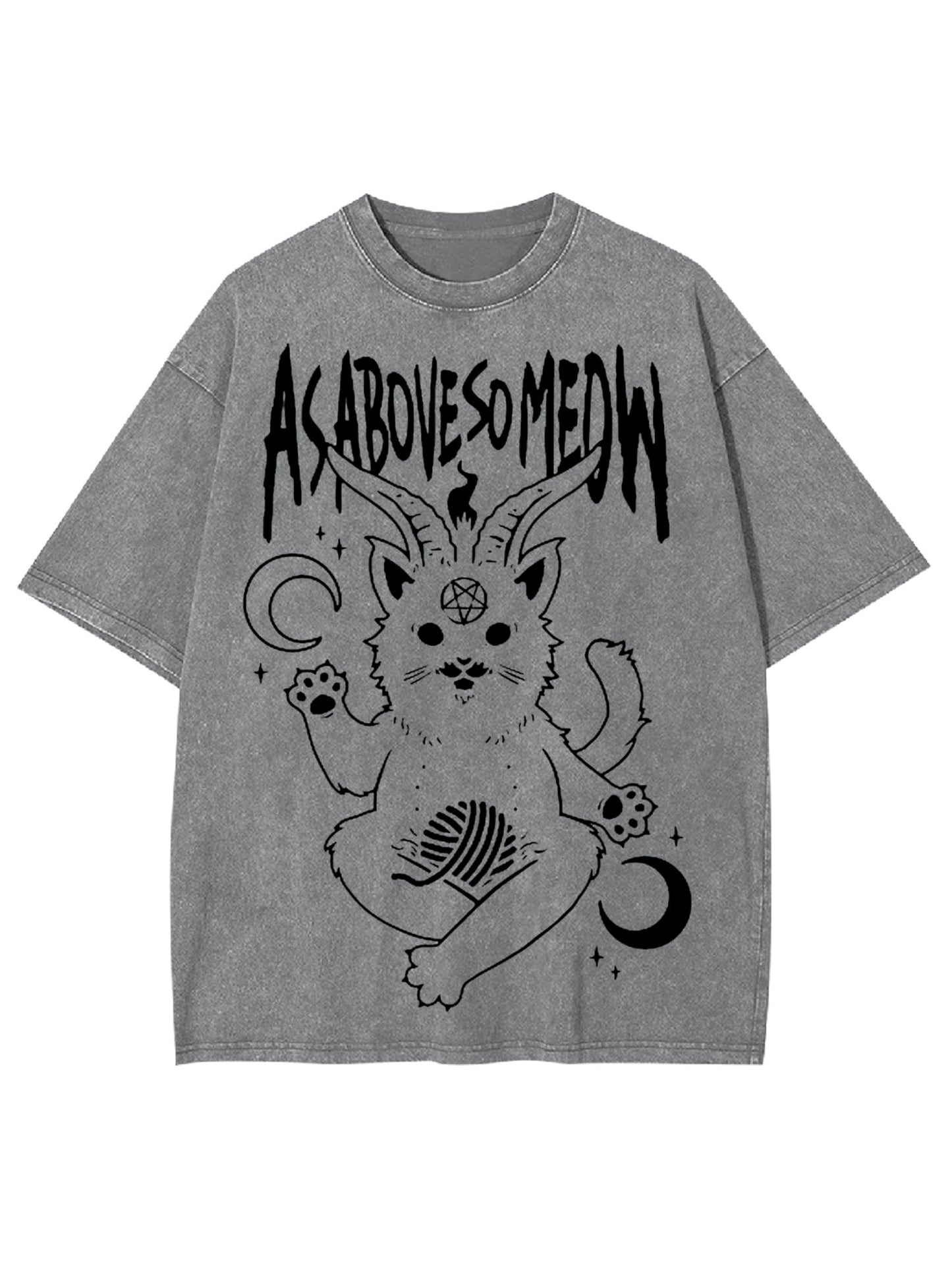 AS ABOVE SO MEOW WASHED TSHIRT