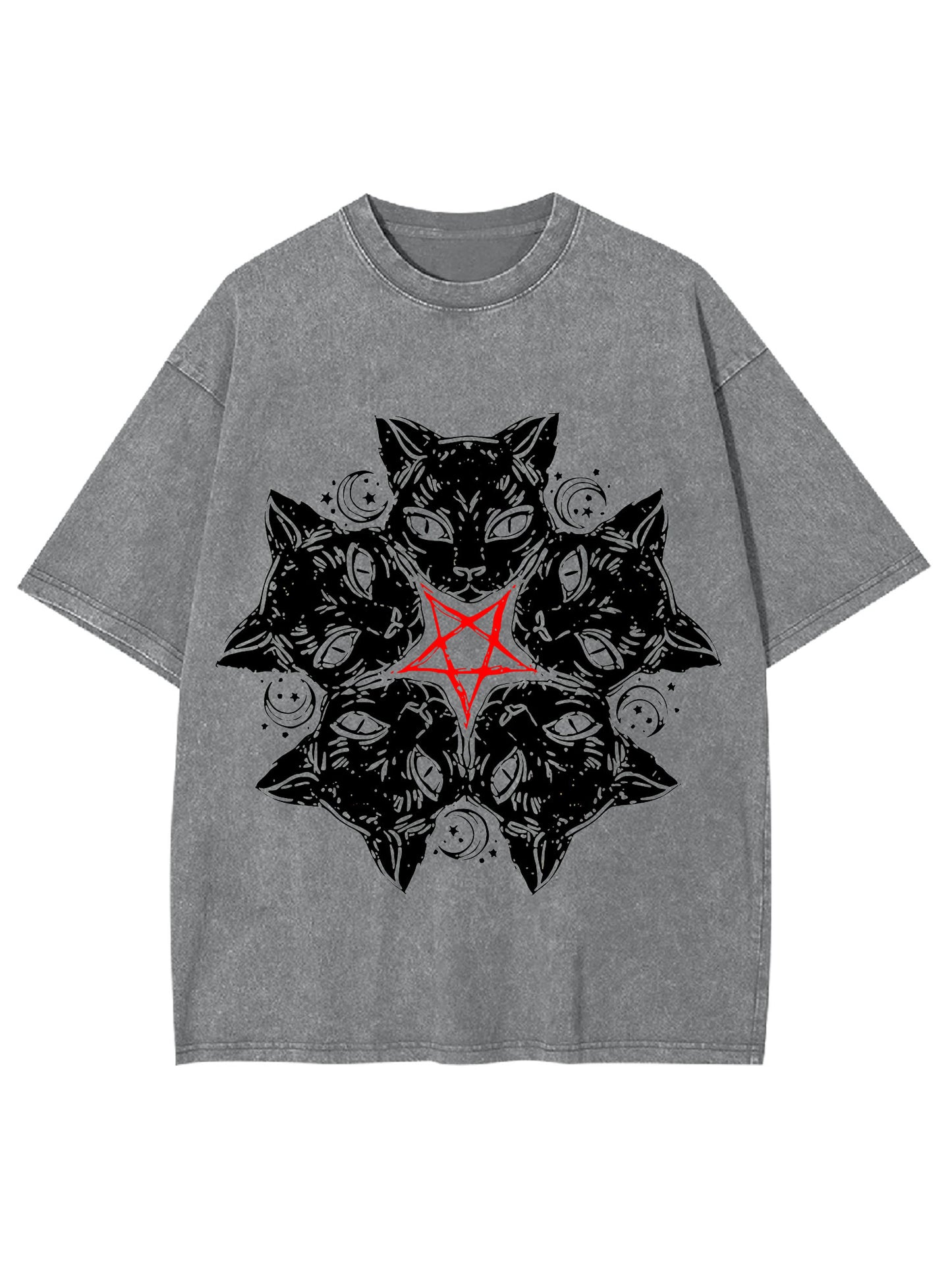 CAT PENTAGRAN WASHED TSHIRT