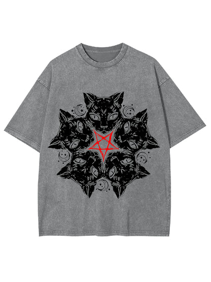 CAT PENTAGRAN WASHED TSHIRT