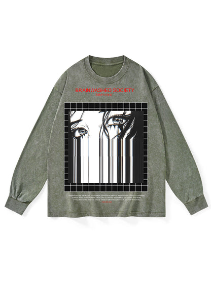 BRAINWASHED SOCIETY WASHED LONG-SLEEVE TSHIRT