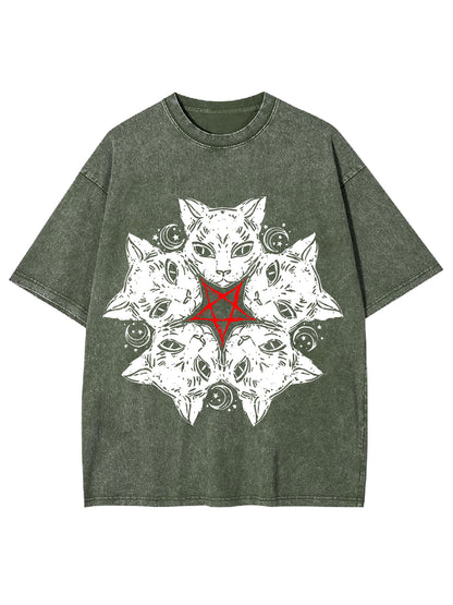 CAT PENTAGRAN WASHED TSHIRT