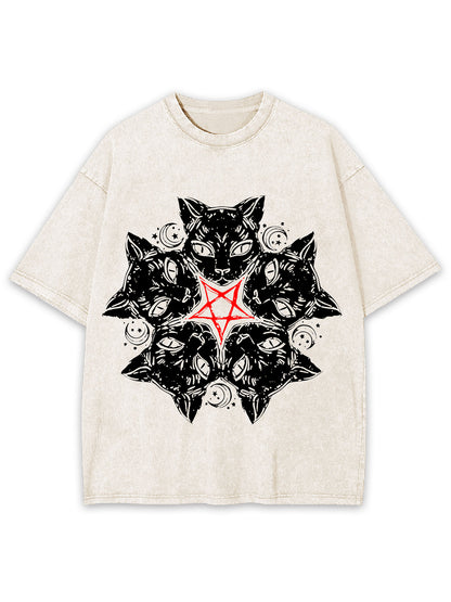 CAT PENTAGRAN WASHED TSHIRT