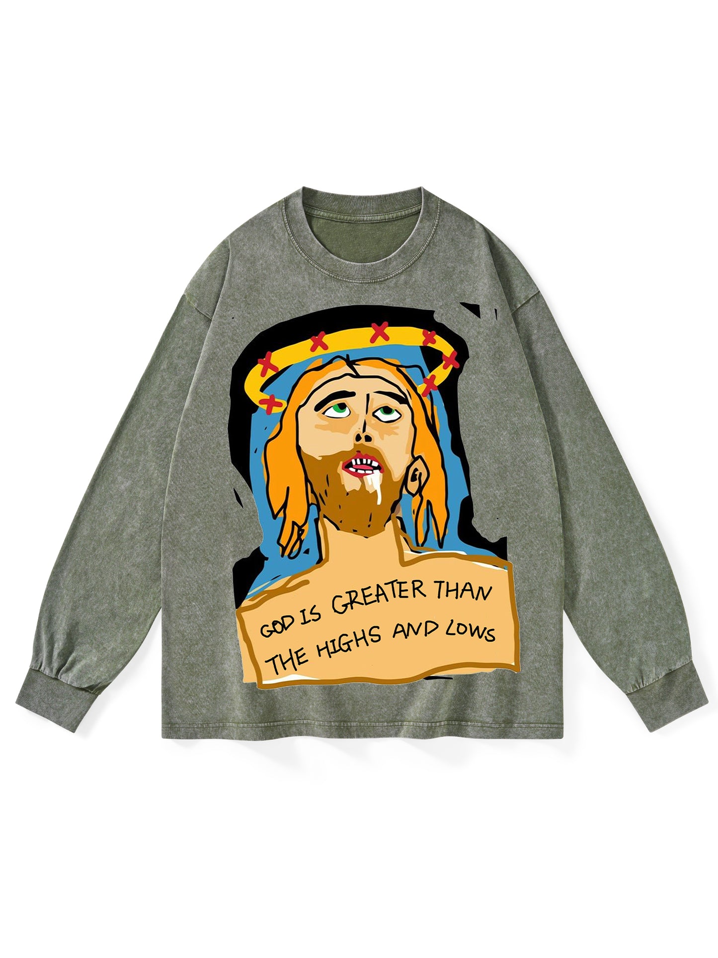 GOD WORLD WASHED LONG-SLEEVE TSHIRT