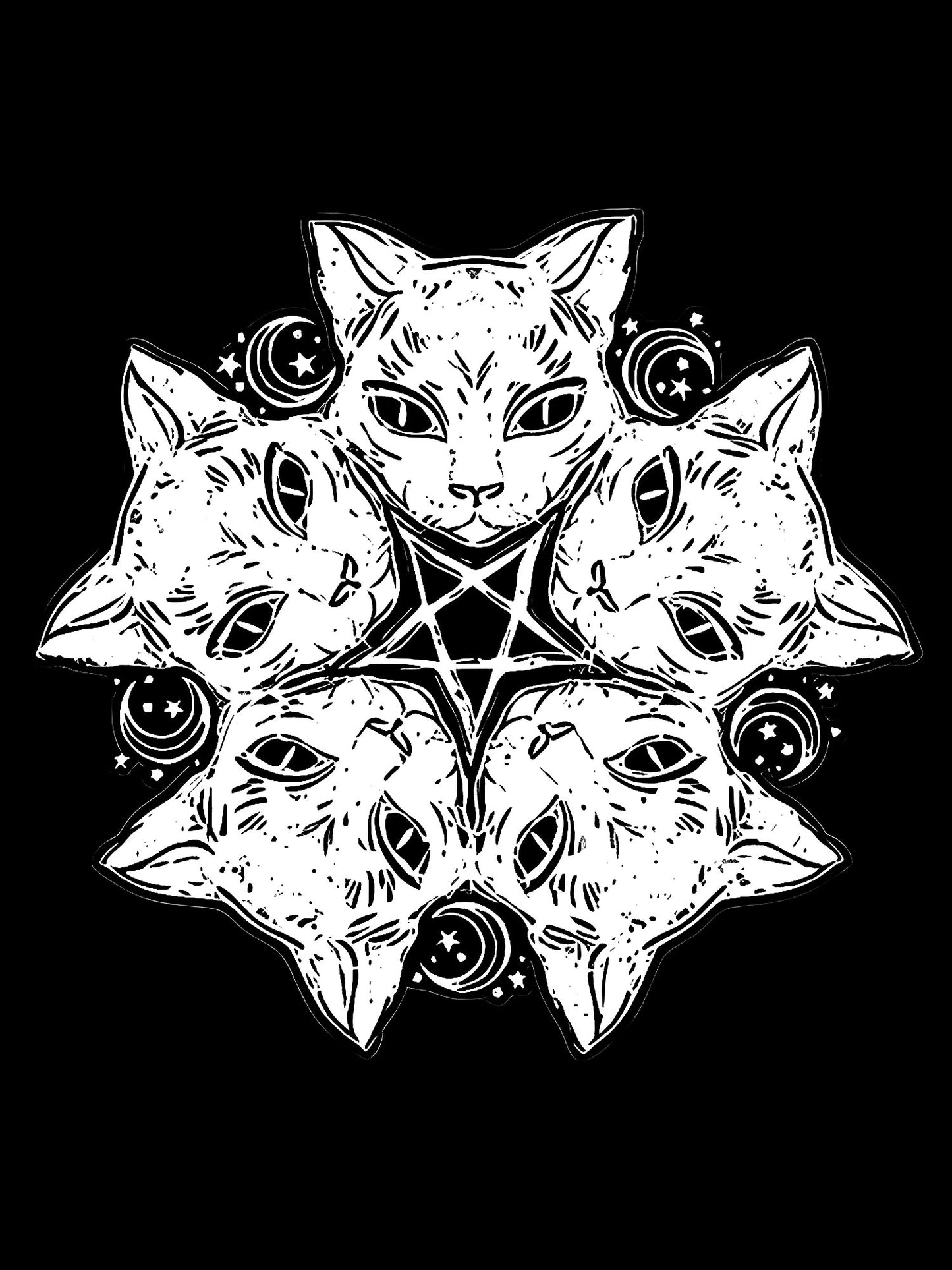 CAT PENTAGRAN WASHED TSHIRT