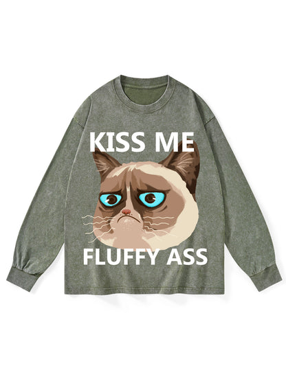 KISS ME FLUFFY ASS WASHED LONG-SLEEVE TSHIRT