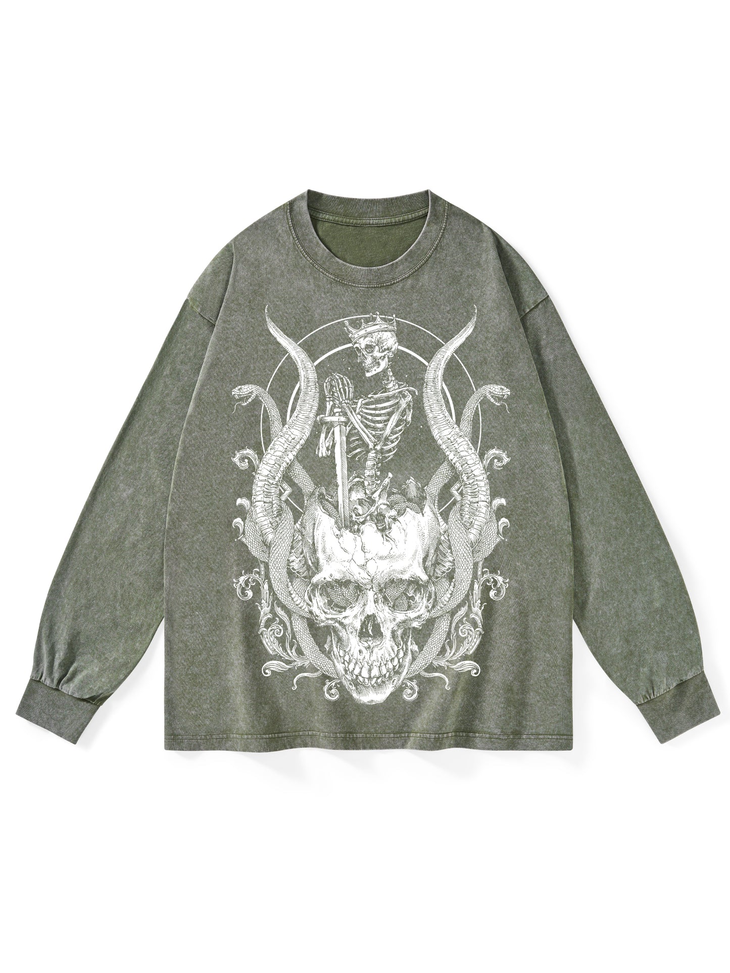 SKELETON KING  WASHED LONG-SLEEVE TSHIRT