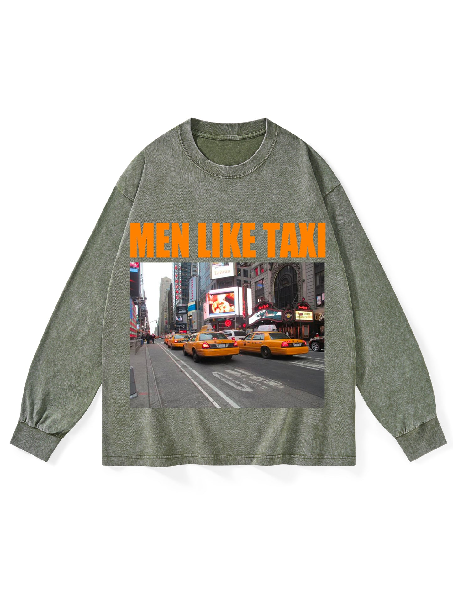 MEN LIKE TAXI WASHED LONG-SLEEVE TSHIRT