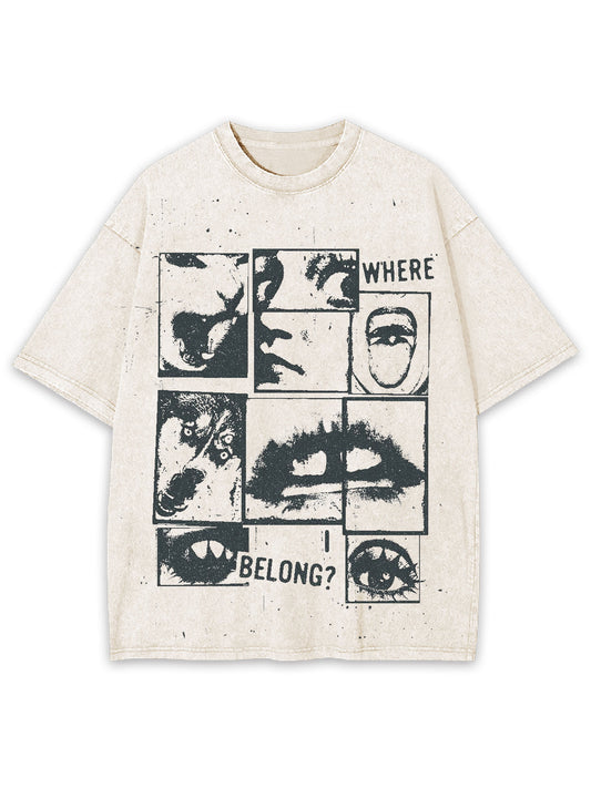 WHERE I BELONG WASHED TSHIRT