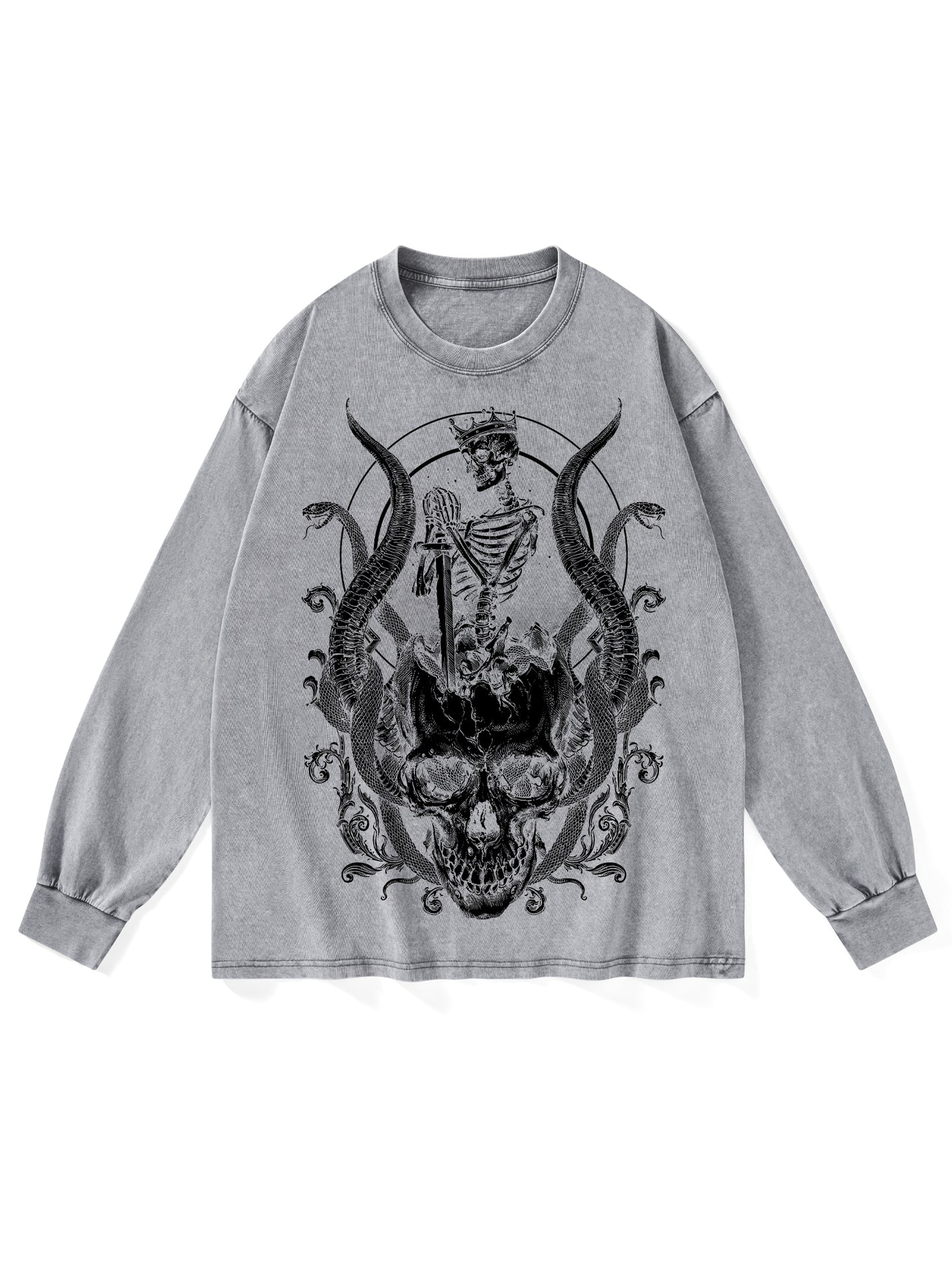 SKELETON KING  WASHED LONG-SLEEVE TSHIRT