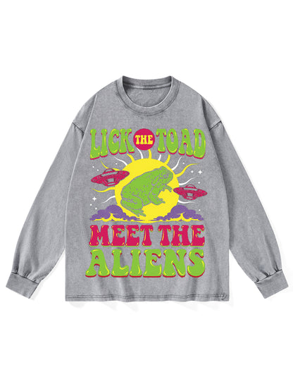 LICK THE TOAD MEET THE ALIENS WASHED LONG-SLEEVE TSHIRT