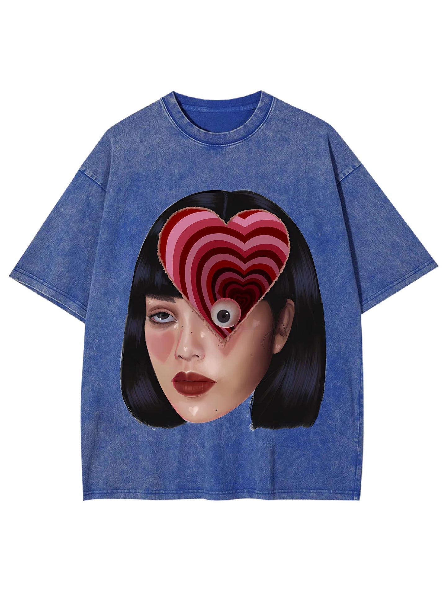 HEART-EYED PORTRAIT WASHED TSHIRT