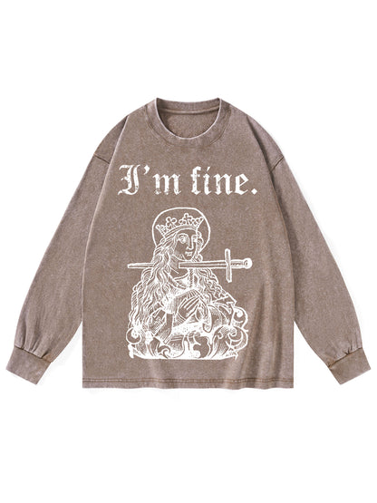 I'M FINE WASHED LONG-SLEEVE TSHIRT