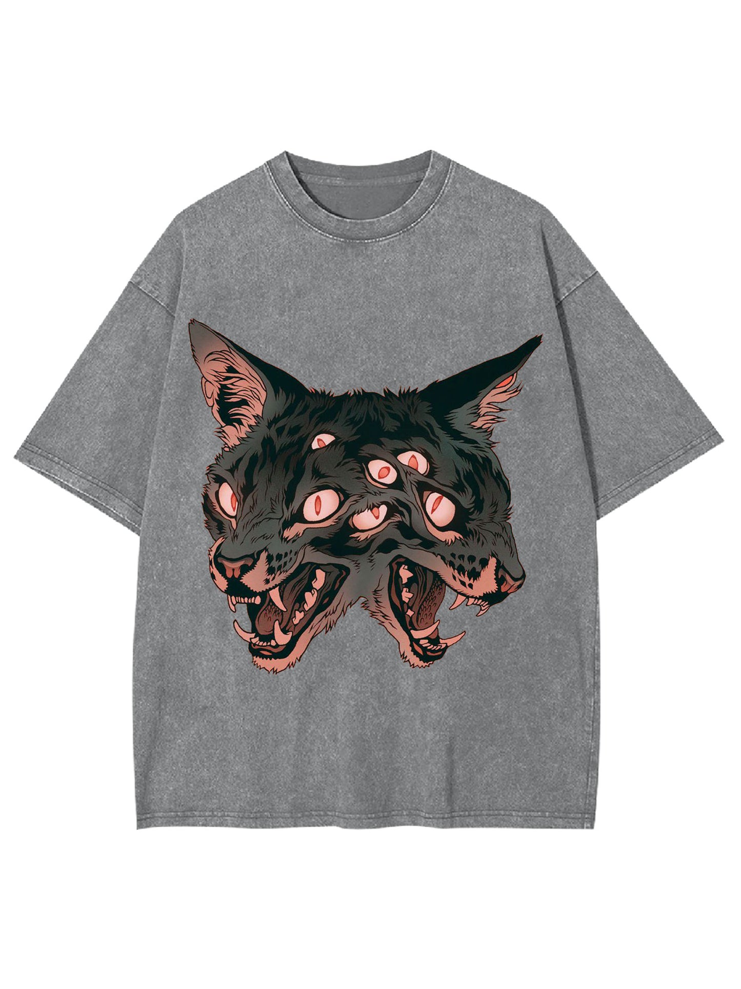 TWO HEADED WOLF WASHED TSHIRT